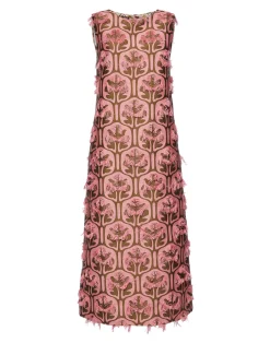 La DoubleJ Vestiti<Column DressGrove Kaki/Pink in Jacquard