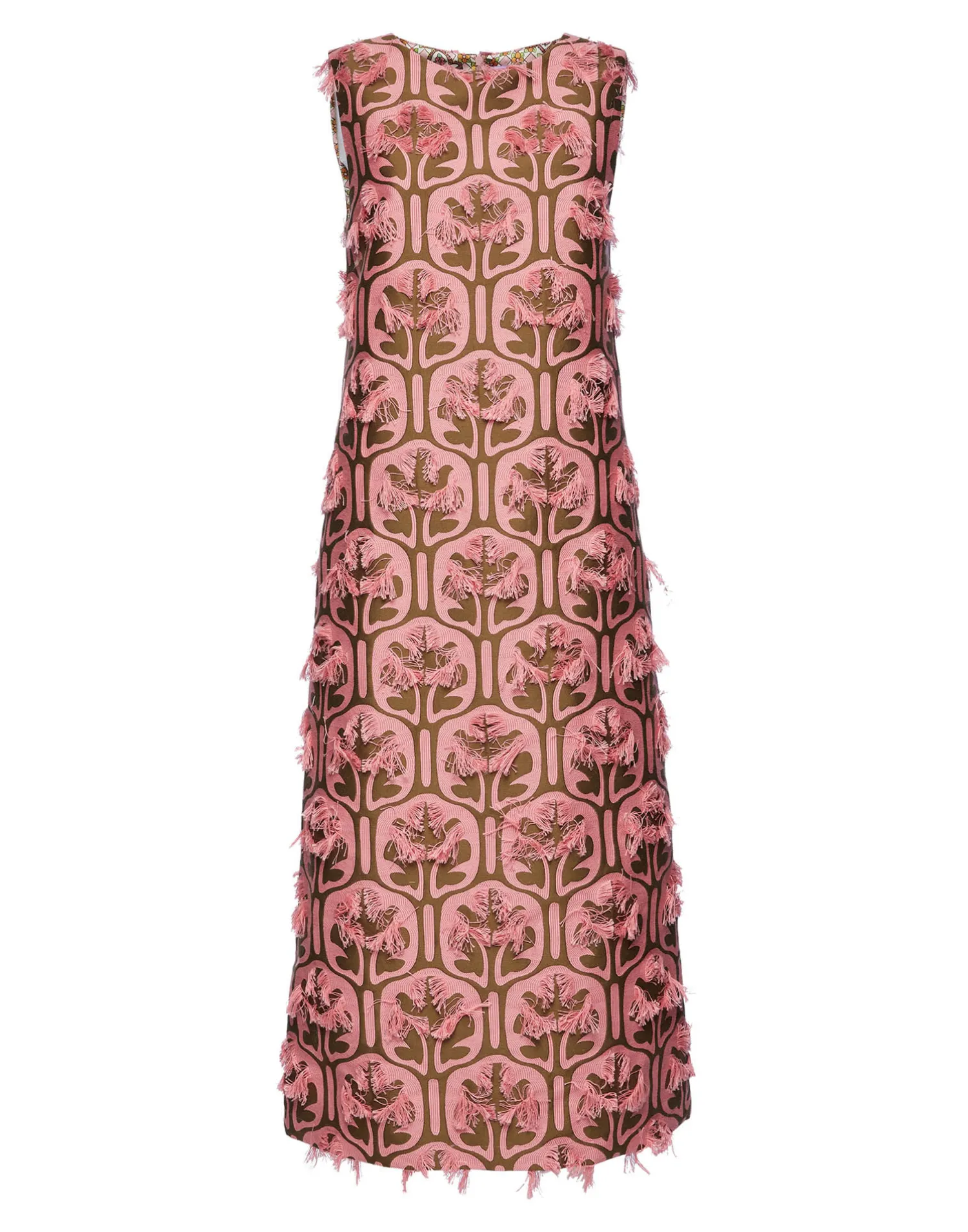 La DoubleJ Vestiti<Column DressGrove Kaki/Pink in Jacquard