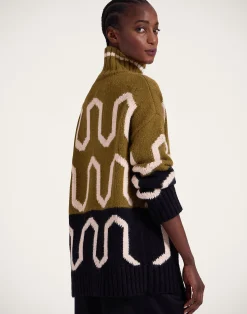 La DoubleJ Maglieria<Comber TurtleneckGreen & Black in Wool
