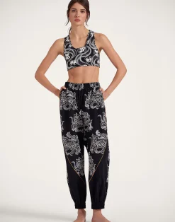 La DoubleJ Loungewear<Court PantsCrazy Tigers Black & White in Nylon