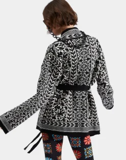 La DoubleJ Maglieria<Cozy CardiganBlack / White in Merino Wool