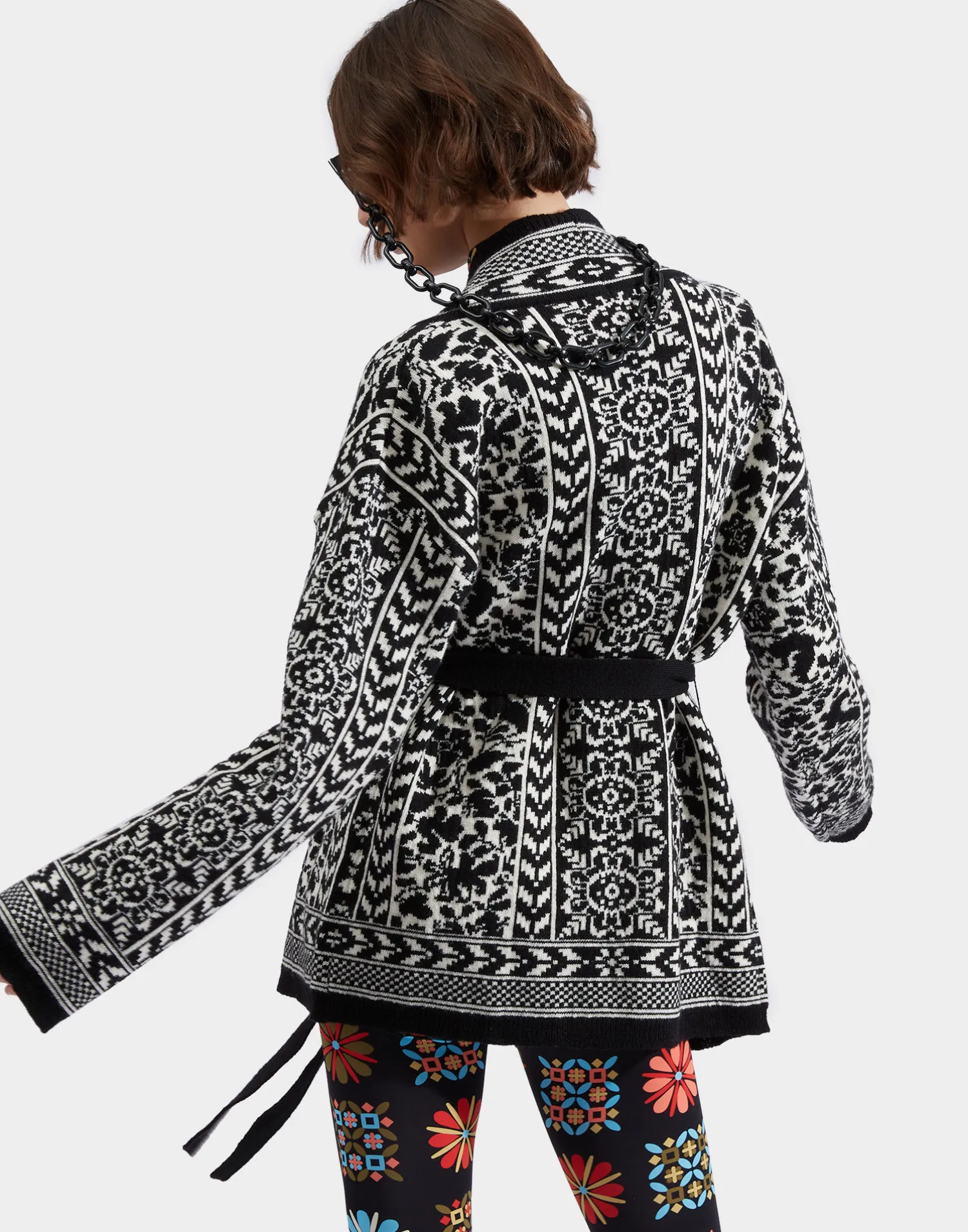 La DoubleJ Maglieria<Cozy CardiganBlack / White in Merino Wool