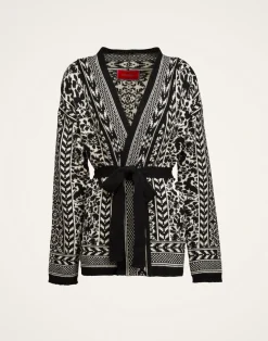 La DoubleJ Maglieria<Cozy CardiganBlack / White in Merino Wool