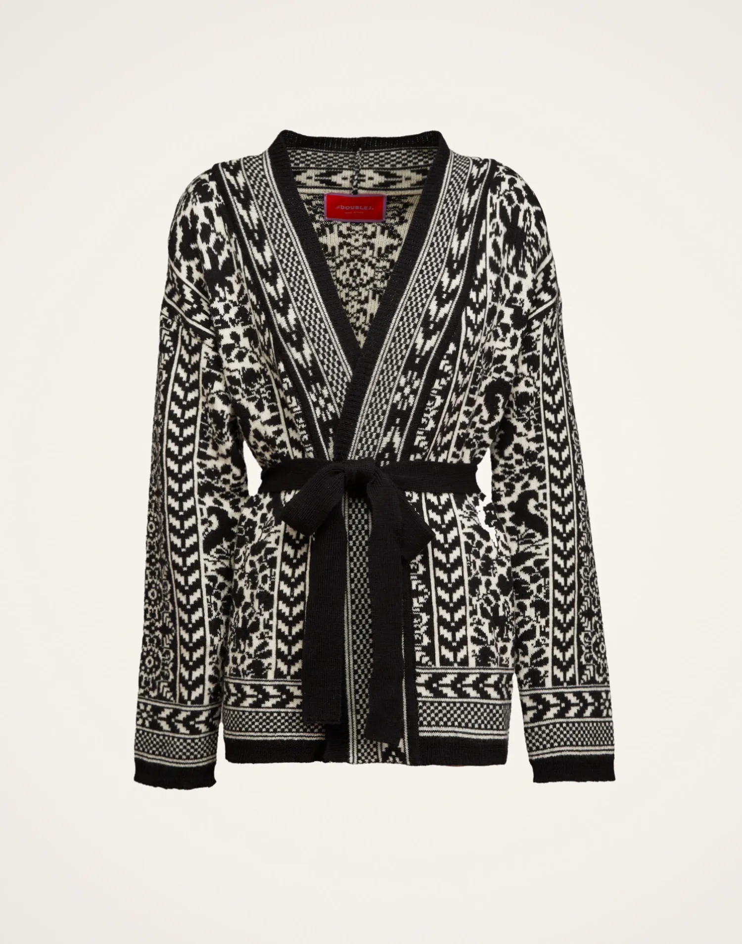 La DoubleJ Maglieria<Cozy CardiganBlack / White in Merino Wool