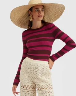 La DoubleJ Maglieria<Crew TopSolid Fuchsia in Cotton Cashmere