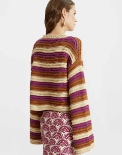 La DoubleJ Maglieria<Crop SweaterMulticolor Ivory in Cable Chain