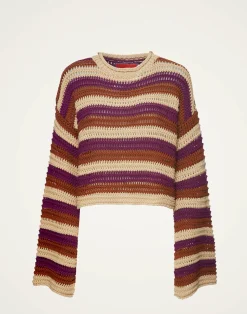 La DoubleJ Maglieria<Crop SweaterMulticolor Ivory in Cable Chain