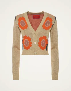 La DoubleJ Maglieria<Daisychain Mini CardiganOrange & Gold in Jacquard Lurex