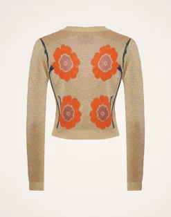 La DoubleJ Maglieria<Daisychain Mini CardiganOrange & Gold in Jacquard Lurex