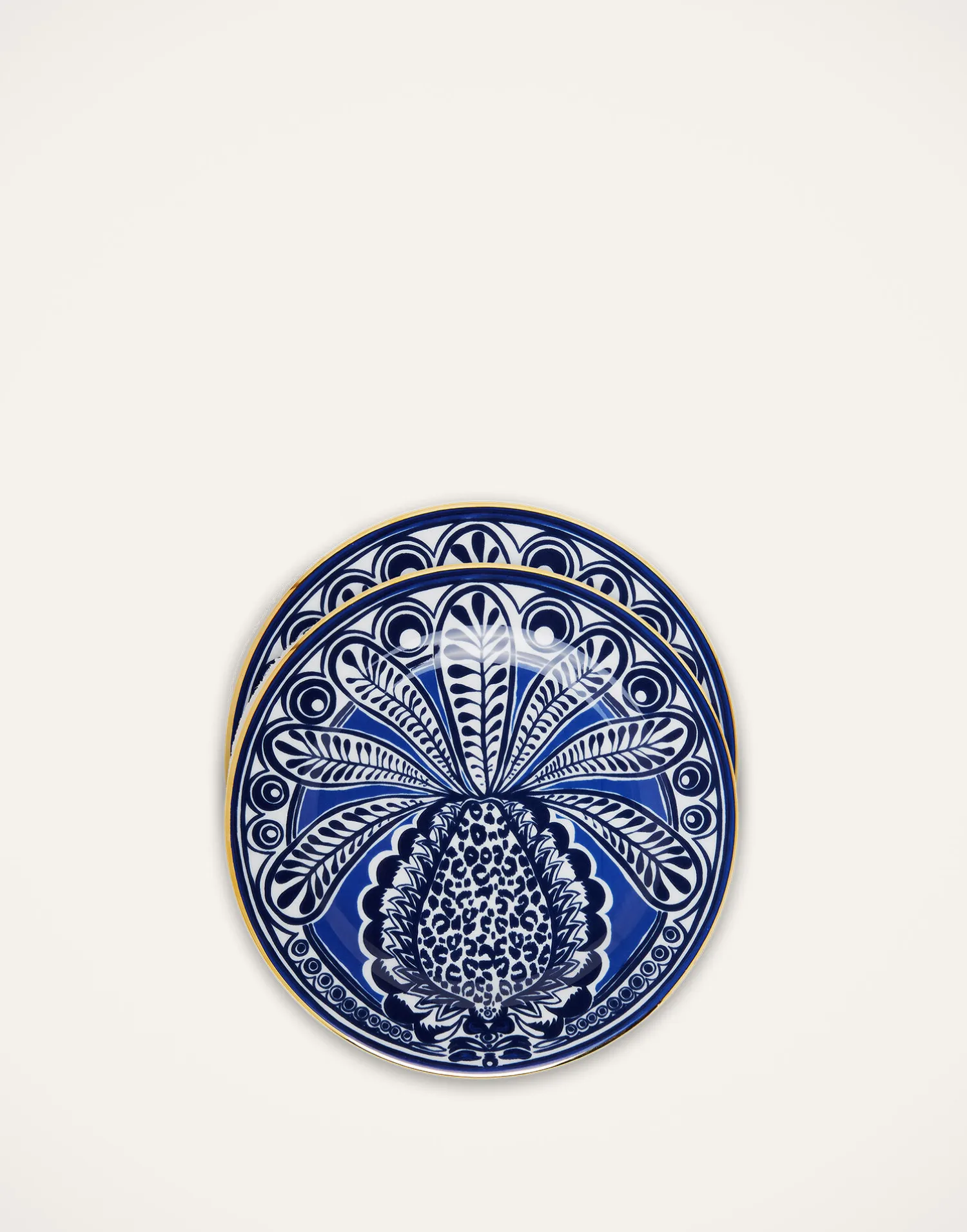 La DoubleJ Piatti Da Dessert & Piattini|Tavola<Dessert Plate Set of 2Big Pineapple Blu in Porcelain