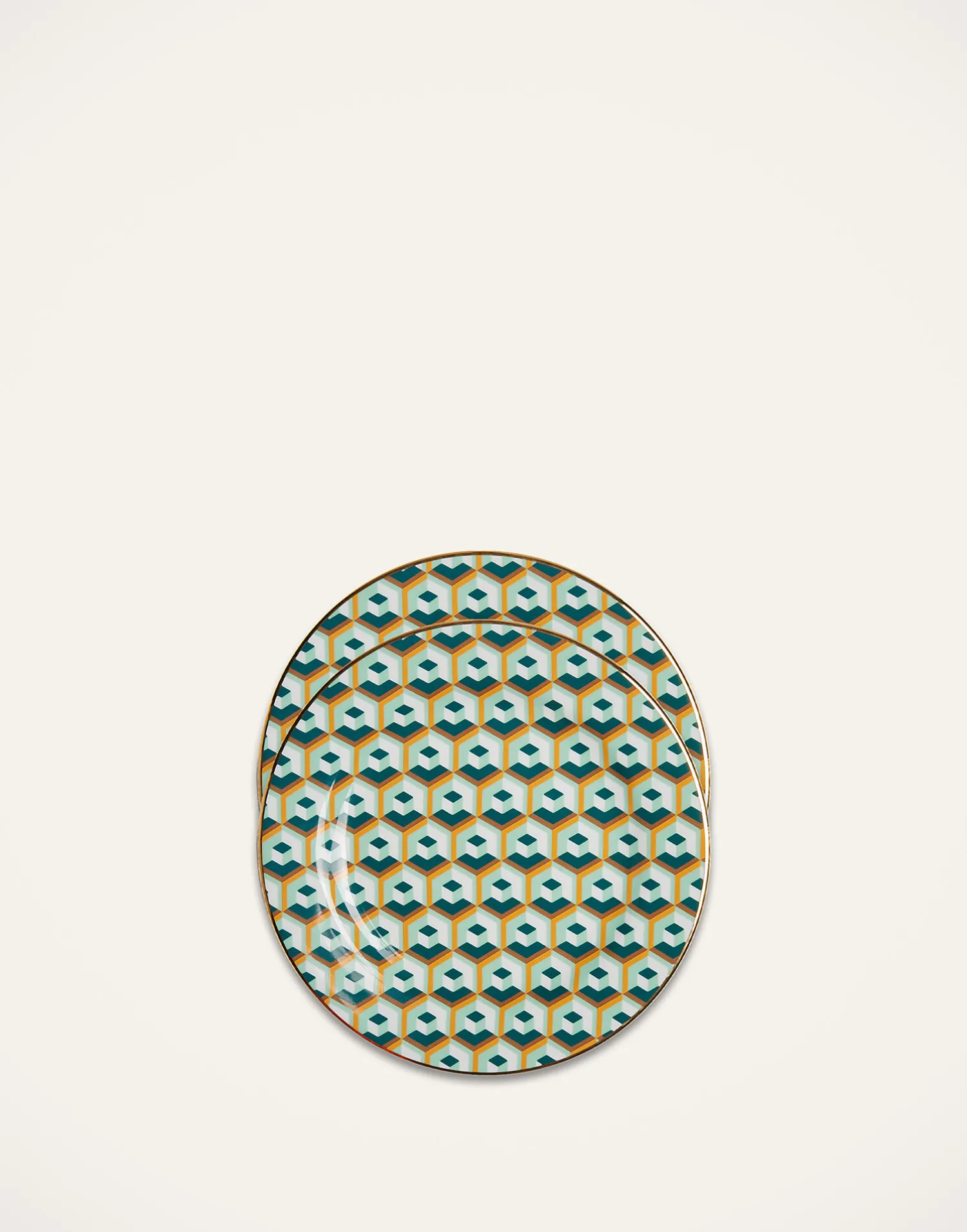 La DoubleJ Piatti Da Dessert & Piattini|Tavola<Dessert Plate Set of 2Cubi Verde in Porcelain