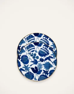 La DoubleJ Piatti Da Dessert & Piattini|Tavola<Dessert Plate Set of 2Wildbird Blu/Bianco in Porcelain