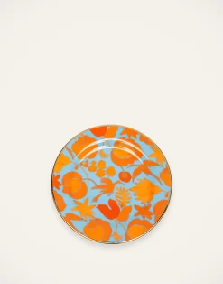 La DoubleJ Piatti Da Dessert & Piattini|Tavola<Dessert Plate Set of 2Wildbird Azzurro/Arancio in Porcelain