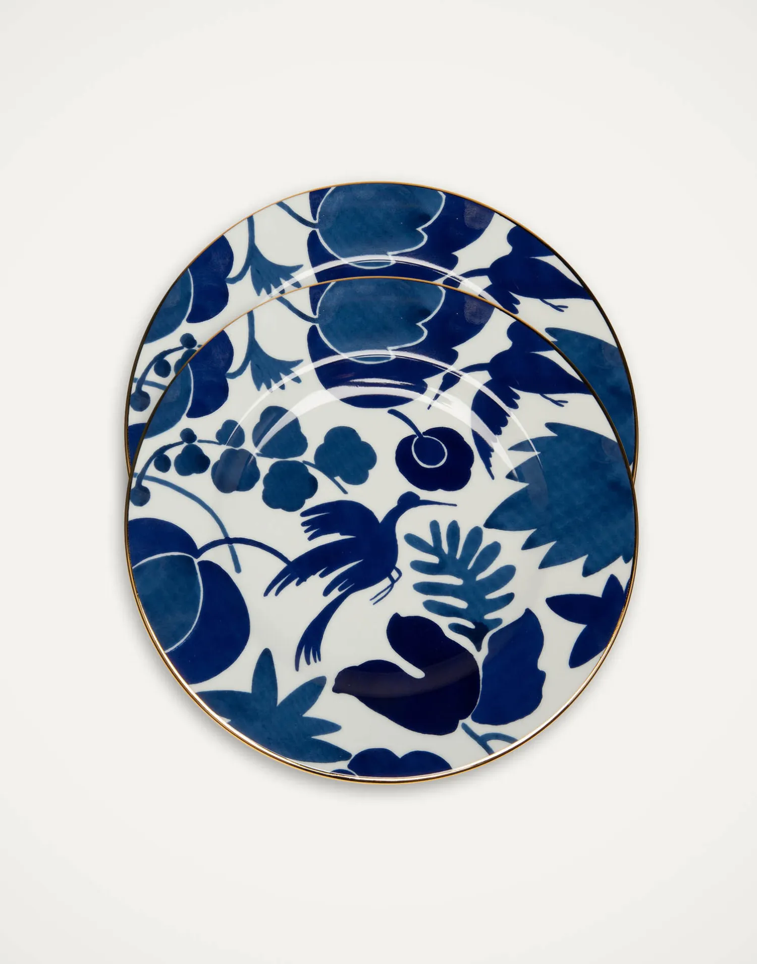 La DoubleJ Piatti|Tavola<Dinner Plates Set Of 2Wildbird Blue in Porcelain