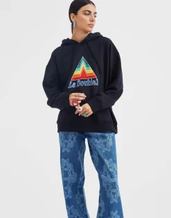 La DoubleJ Felpe E Magliette<Discman HoodieBlack in Embroidered Jersey