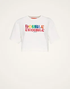 La DoubleJ Felpe E Magliette<Discman TeeOff White in Embroidered Jersey