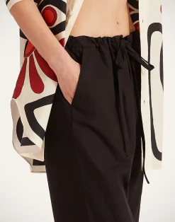 La DoubleJ Pantaloni E Shorts<Drawstring PantsSolid Black in Crisp Poplin