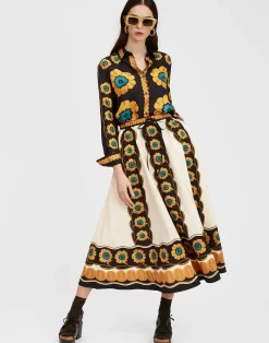 La DoubleJ Gonne<Drawstring SkirtDaisychain Plac&eacute;e Orange in Light Faille