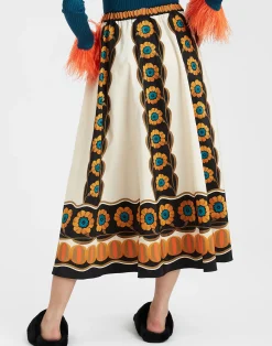 La DoubleJ Gonne<Drawstring SkirtDaisychain Plac&eacute;e Orange in Light Faille