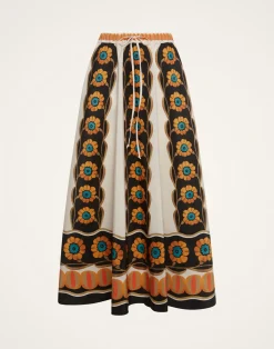 La DoubleJ Gonne<Drawstring SkirtDaisychain Plac&eacute;e Orange in Light Faille