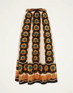 La DoubleJ Gonne<Drawstring SkirtDaisychain Plac&eacute;e Orange in Light Faille
