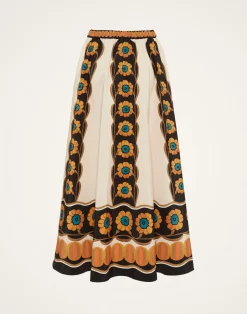 La DoubleJ Gonne<Drawstring SkirtDaisychain Plac&eacute;e Orange in Light Faille