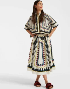 La DoubleJ Gonne<Drawstring SkirtDoric Plac&eacute;e Cream in Cotton Poplin