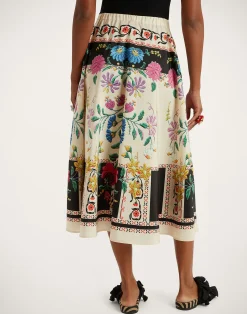 La DoubleJ Gonne<Drawstring SkirtPlaza Plac&eacute;e Ivory in Faille