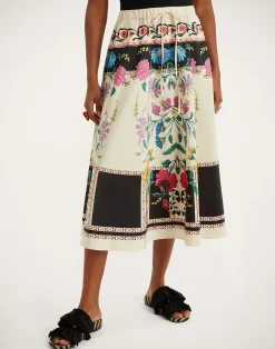 La DoubleJ Gonne<Drawstring SkirtPlaza Plac&eacute;e Ivory in Faille