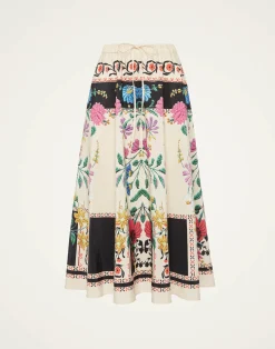 La DoubleJ Gonne<Drawstring SkirtPlaza Plac&eacute;e Ivory in Faille