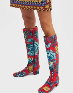 La DoubleJ Scarpe|Accessories<Edie BootsSicomore Red in Cotton Velvet