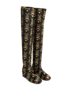 La DoubleJ Scarpe|Accessories<Edie High BootsScarab Black in Elastic Lycra