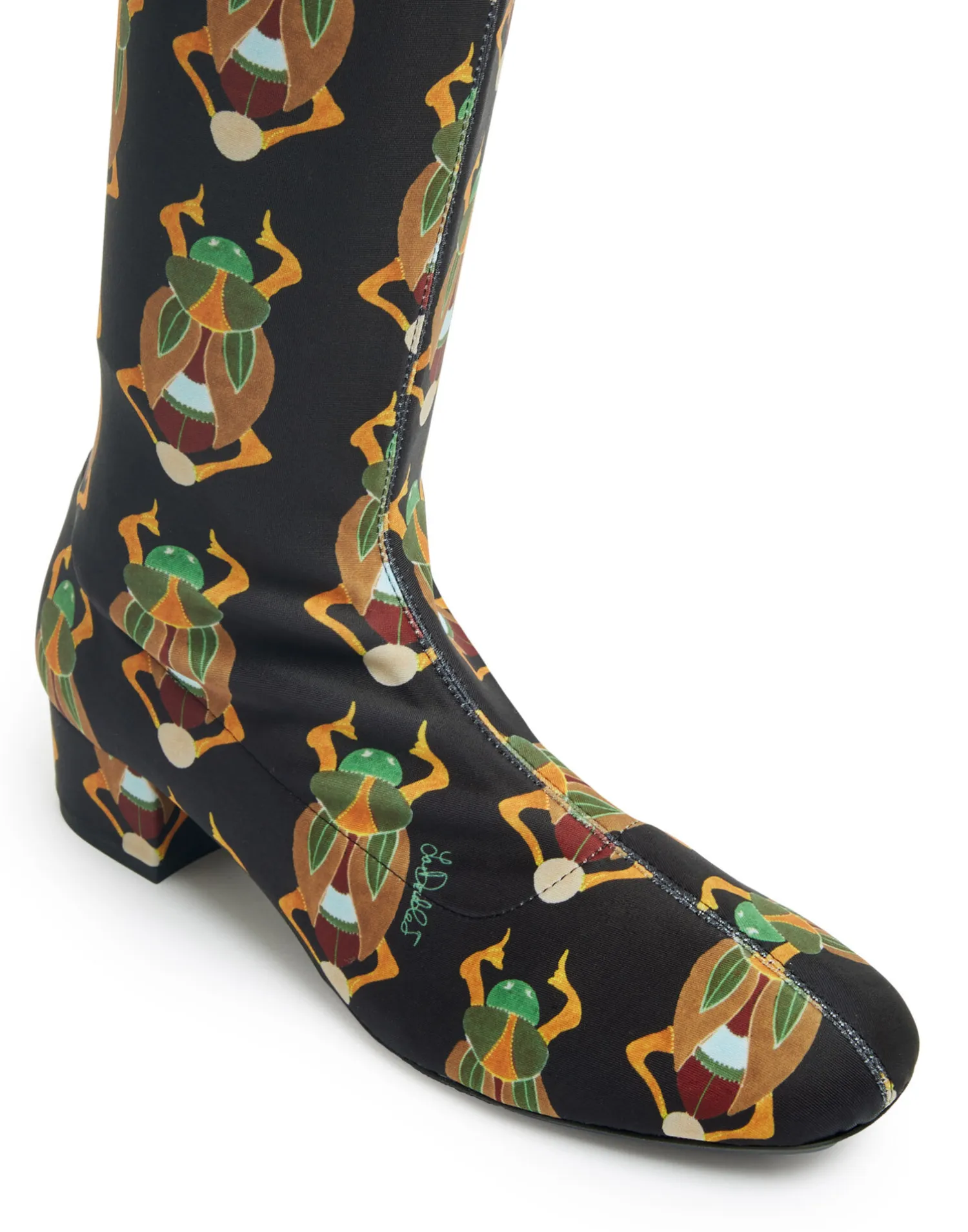 La DoubleJ Scarpe|Accessories<Edie High BootsScarab Black in Elastic Lycra