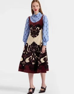 La DoubleJ Party Dressing<Ella Midi DressCorsini Plac&eacute;e Cream in Cotton Velvet
