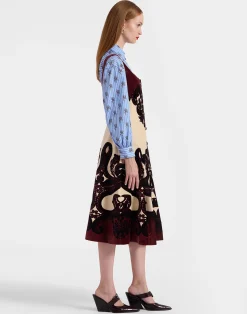 La DoubleJ Party Dressing<Ella Midi DressCorsini Plac&eacute;e Cream in Cotton Velvet