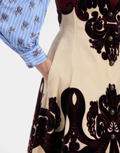 La DoubleJ Vestiti<Ella Midi DressCorsini Placée Cream in Cotton Velvet