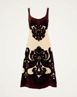 La DoubleJ Vestiti<Ella Midi DressCorsini Placée Cream in Cotton Velvet