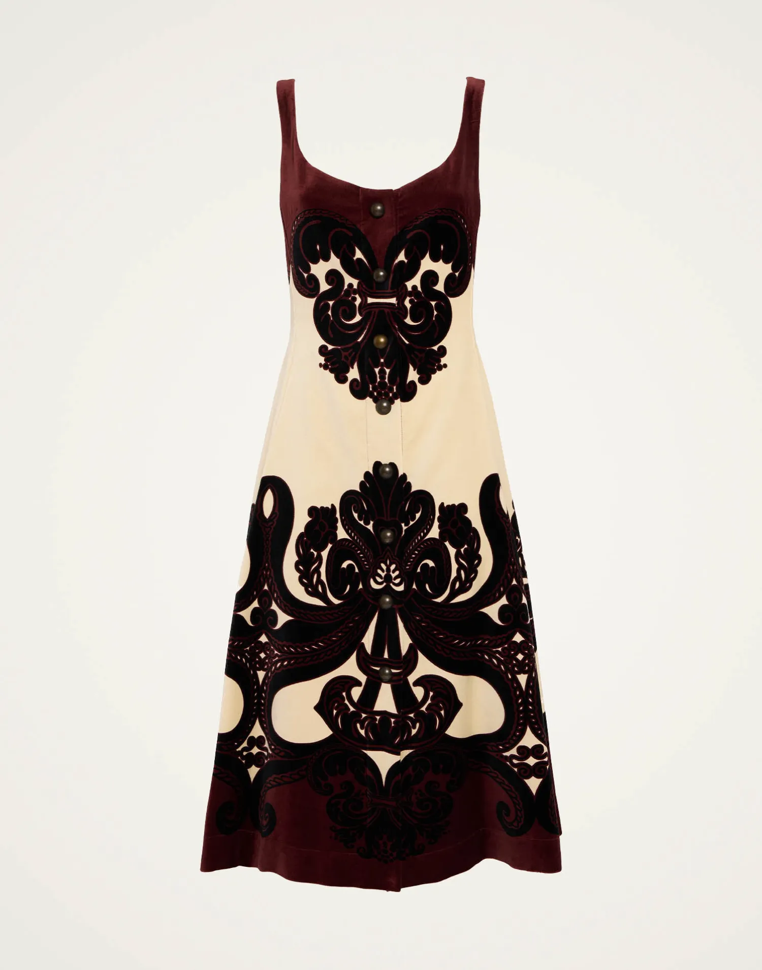 La DoubleJ Vestiti<Ella Midi DressCorsini Placée Cream in Cotton Velvet