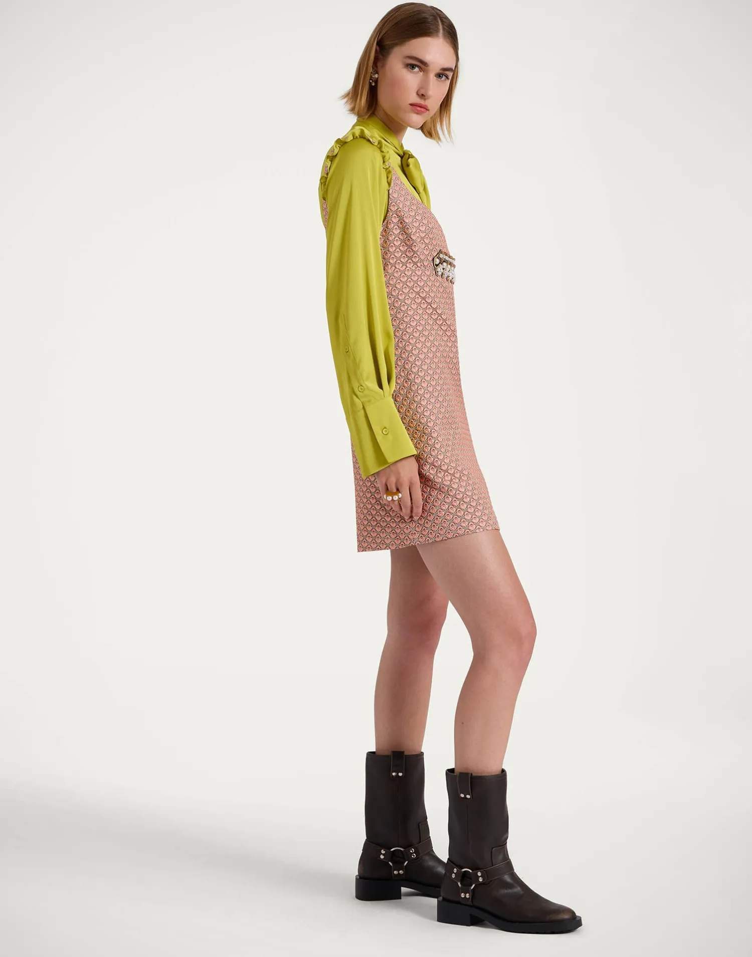 La DoubleJ Party Dressing<Ella Mini DressTulip Pale Pink in Jacquard Embroidered