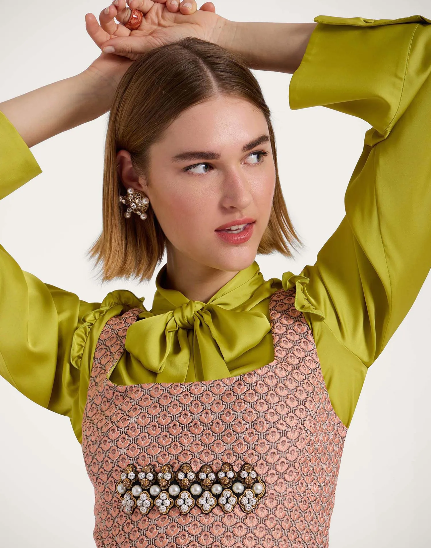 La DoubleJ Vestiti<Ella Mini DressTulip Pale Pink in Jacquard Embroidered