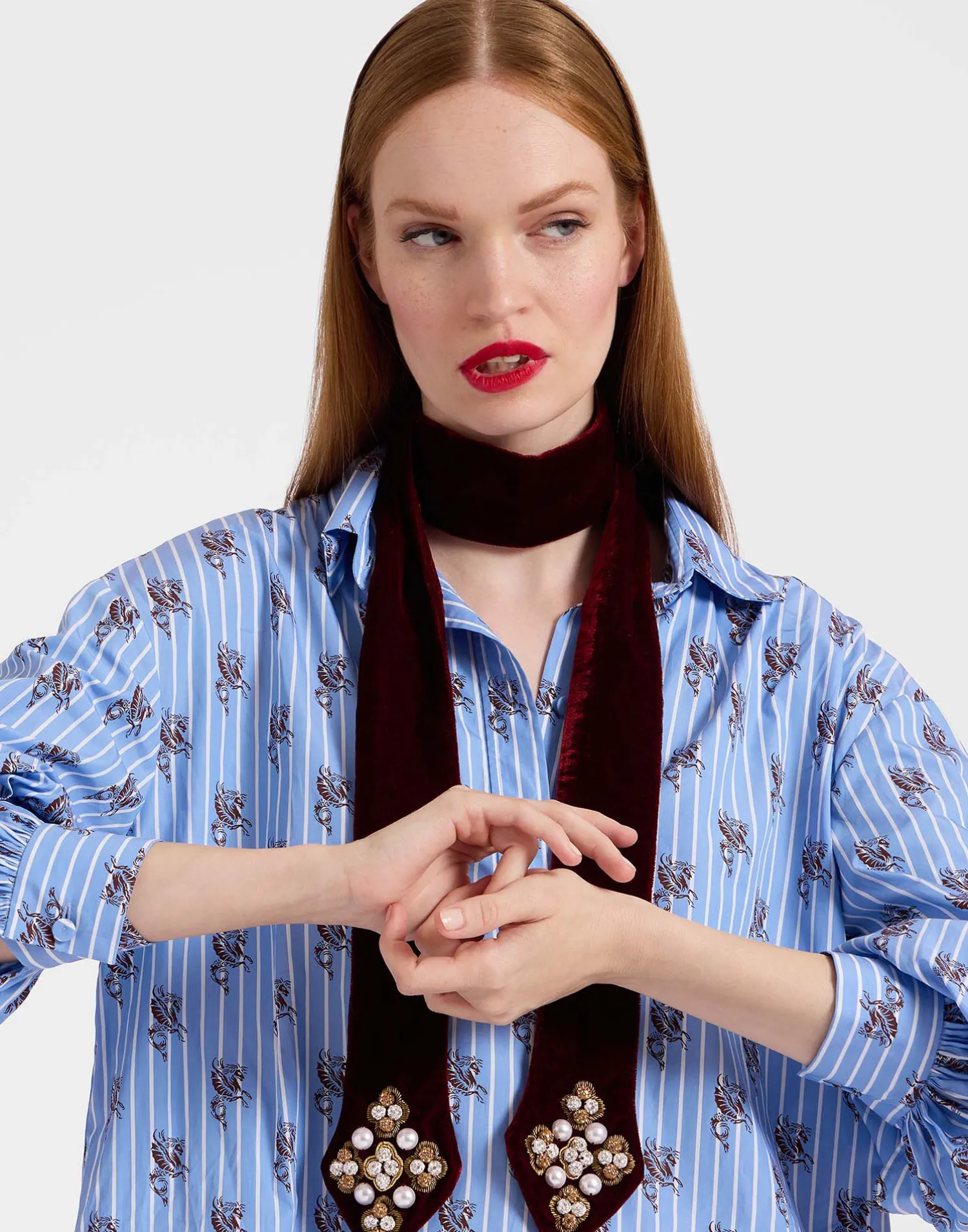 La DoubleJ Foulard E Sciarpe|Accessories<Ella 2-Ways StoleSolid Red in Velvet