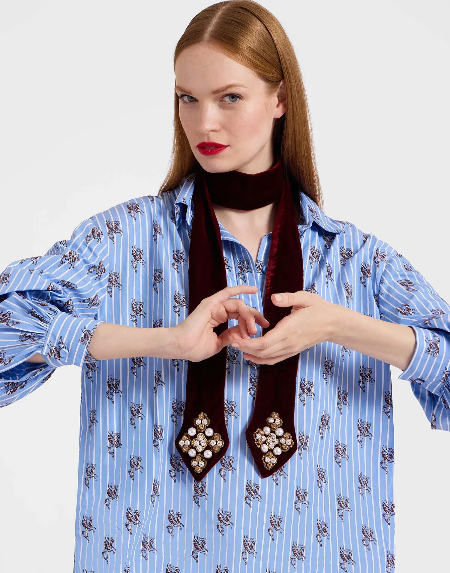 La DoubleJ Foulard E Sciarpe|Accessories<Ella 2-Ways StoleSolid Red in Velvet
