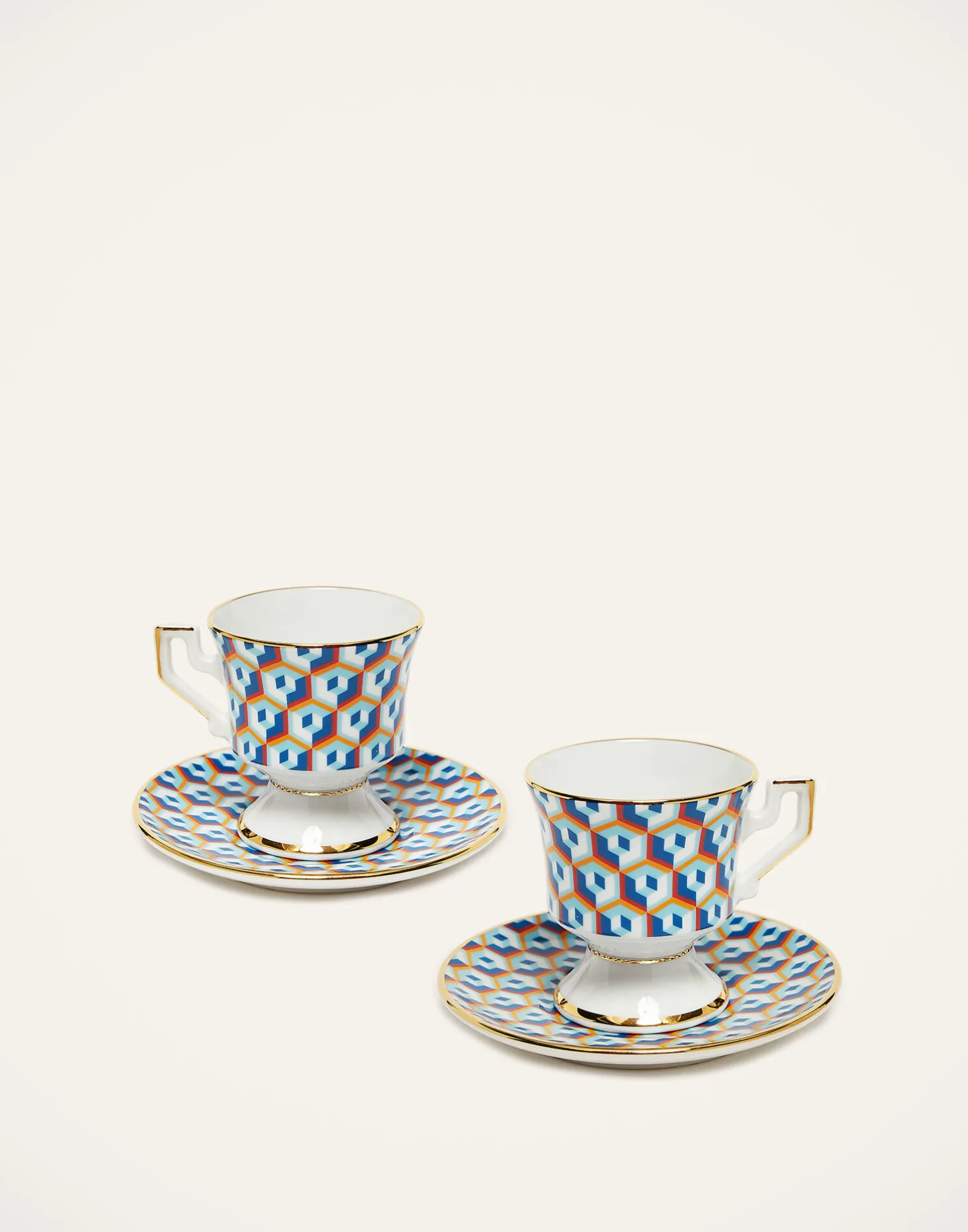 La DoubleJ Set Da Te E Caffe|Tavola<Espresso Cup & Saucer Set of 2Cubi Blu in Porcelain