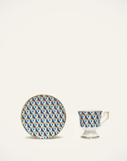 La DoubleJ Set Da Te E Caffe|Tavola<Espresso Cup & Saucer Set of 2Cubi Blu in Porcelain