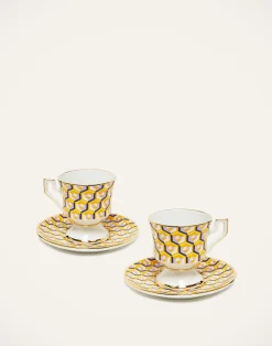 La DoubleJ Set Da Te E Caffe|Tavola<Espresso Cup & Saucer Set of 2Cubi Giallo in Porcelain