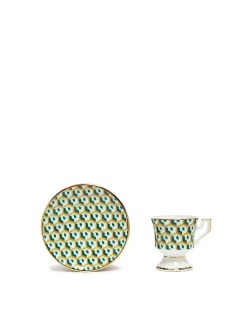 La DoubleJ Set Da Te E Caffe|Tavola<Espresso Cup & Saucer Set of 2Cubi Verde in Porcelain