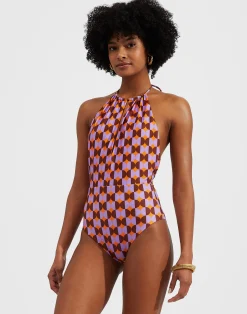 La DoubleJ Moda Mare<Esther SwimsuitMezzaluna Orange in Lycra