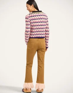 La DoubleJ Denim|Pantaloni E Shorts<Fancy Crop JeansKhaki in Denim With Feathers