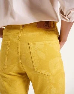 La DoubleJ Denim|Pantaloni E Shorts<Fancy Crop JeansSicomore Yellow in Laser-Printed Denim With Fringe