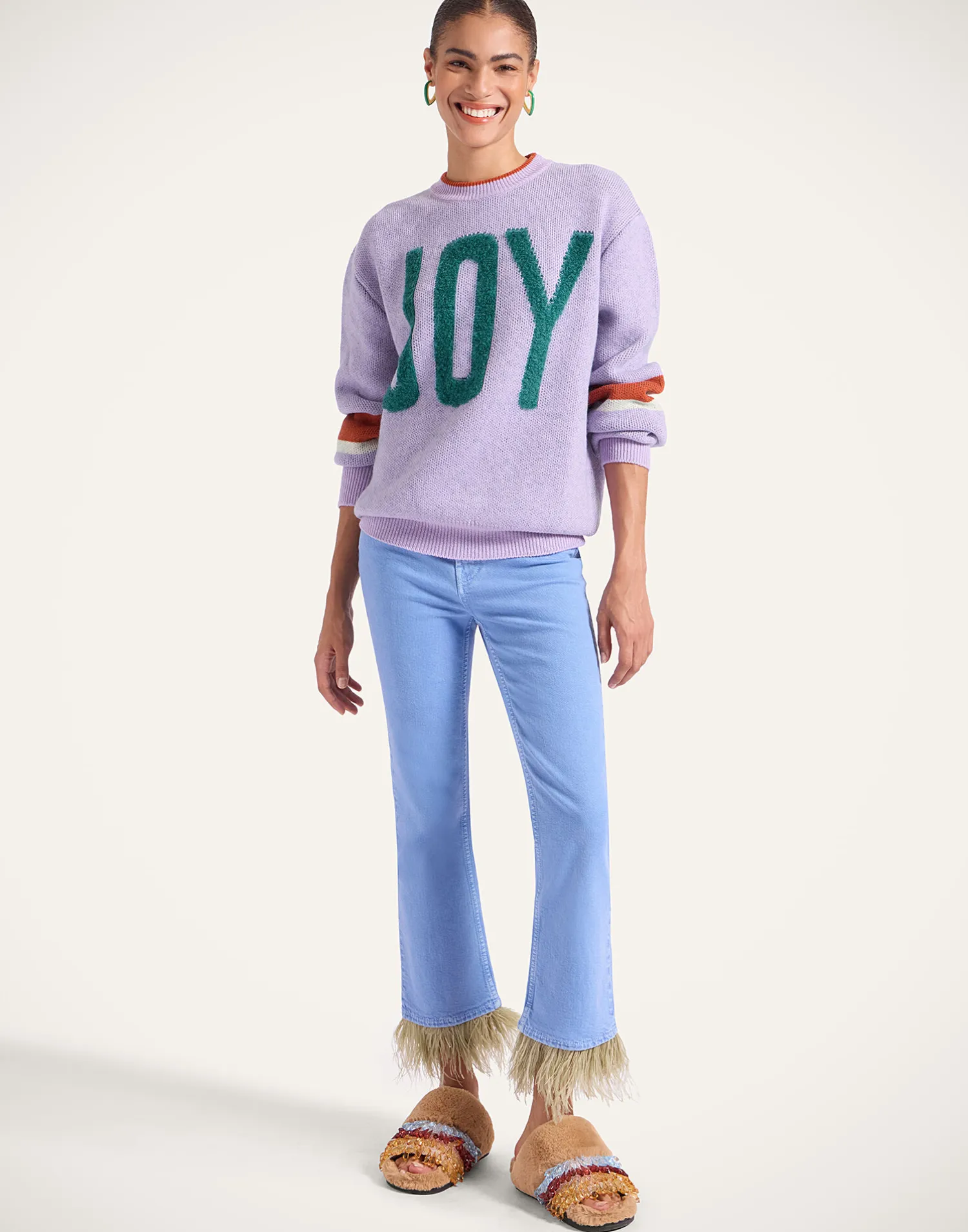 La DoubleJ Denim|Pantaloni E Shorts<Fancy Crop Jeans (With Feathers)Light Blue in Denim